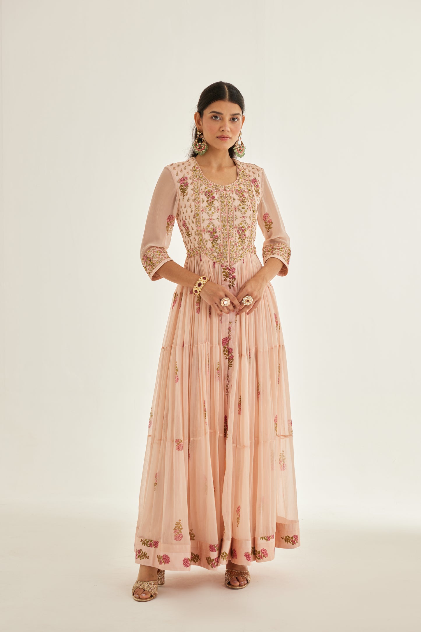 SHELL PINK ANARKALI SET