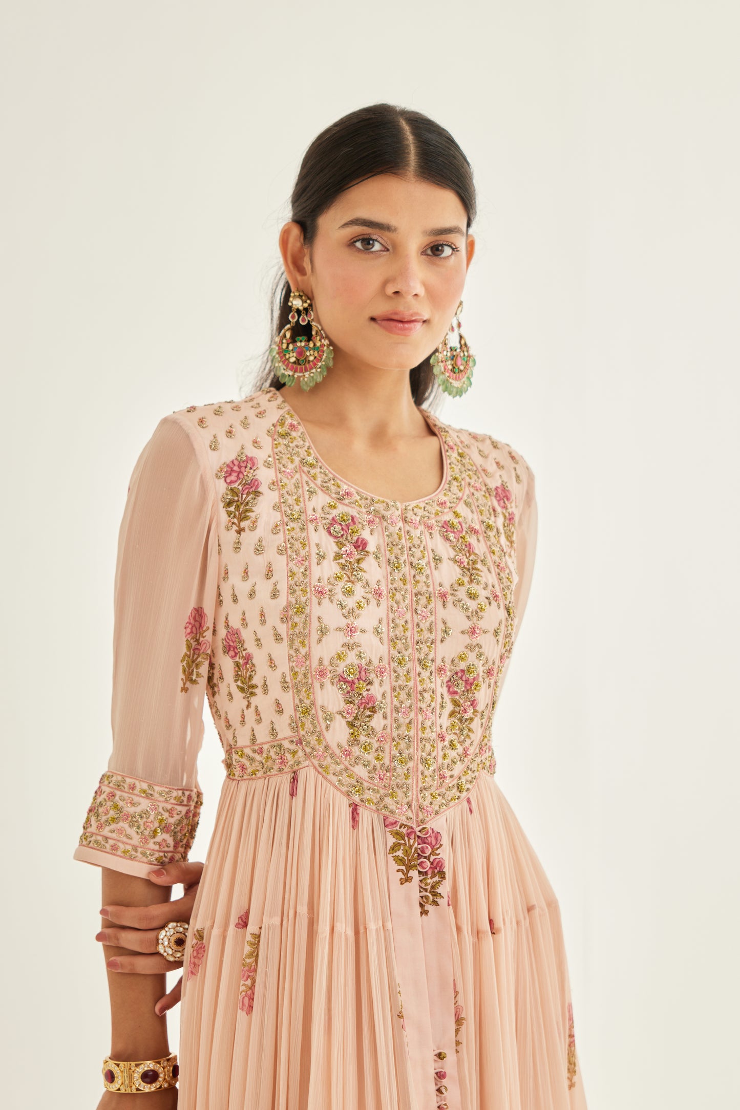 SHELL PINK ANARKALI SET