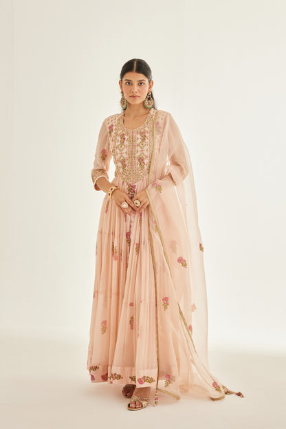 SHELL PINK ANARKALI SET