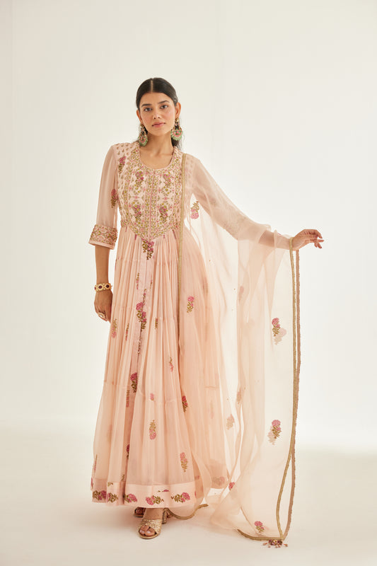 SHELL PINK ANARKALI SET