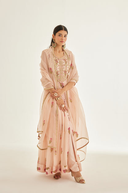 SHELL PINK ANARKALI SET