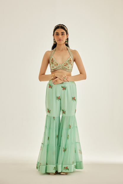 PLUME BLUE SHARARA SET