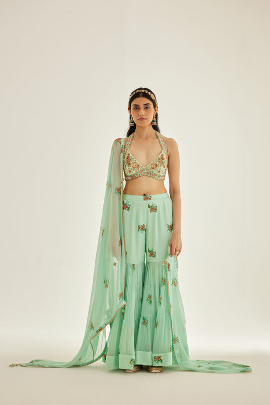 PLUME BLUE SHARARA SET