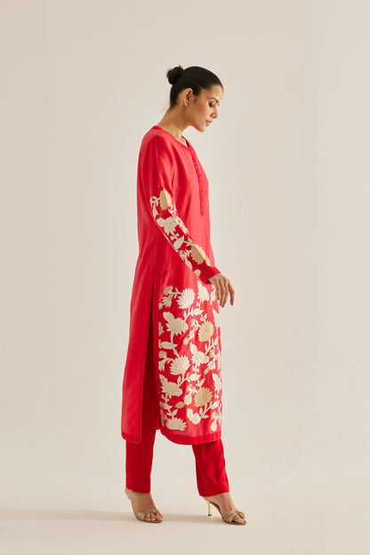 RED MAROON KURTA SET