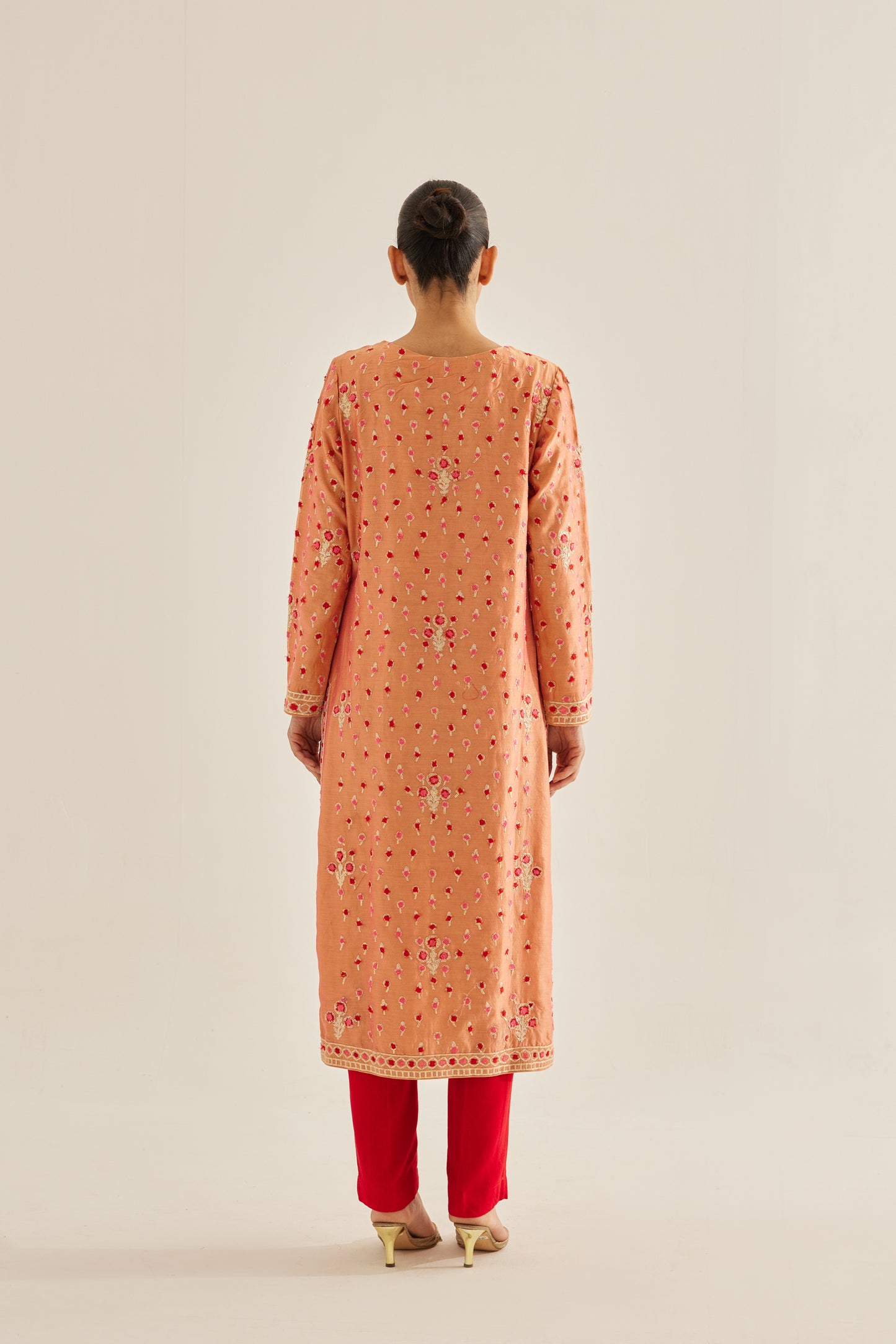 CORAL RED KURTA SET