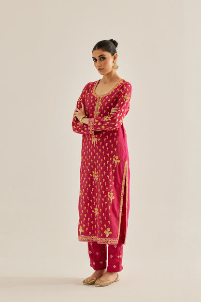 RED PINK KURTA SET