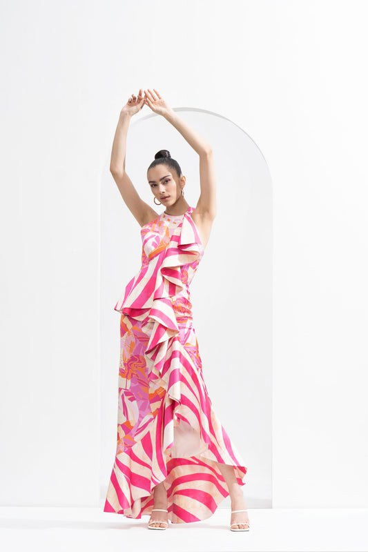 PINK ABSTRACT BODYCON DRESS