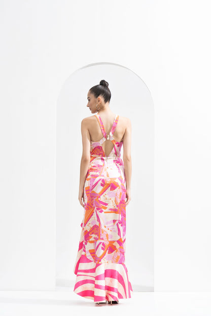 PINK ABSTRACT BODYCON DRESS