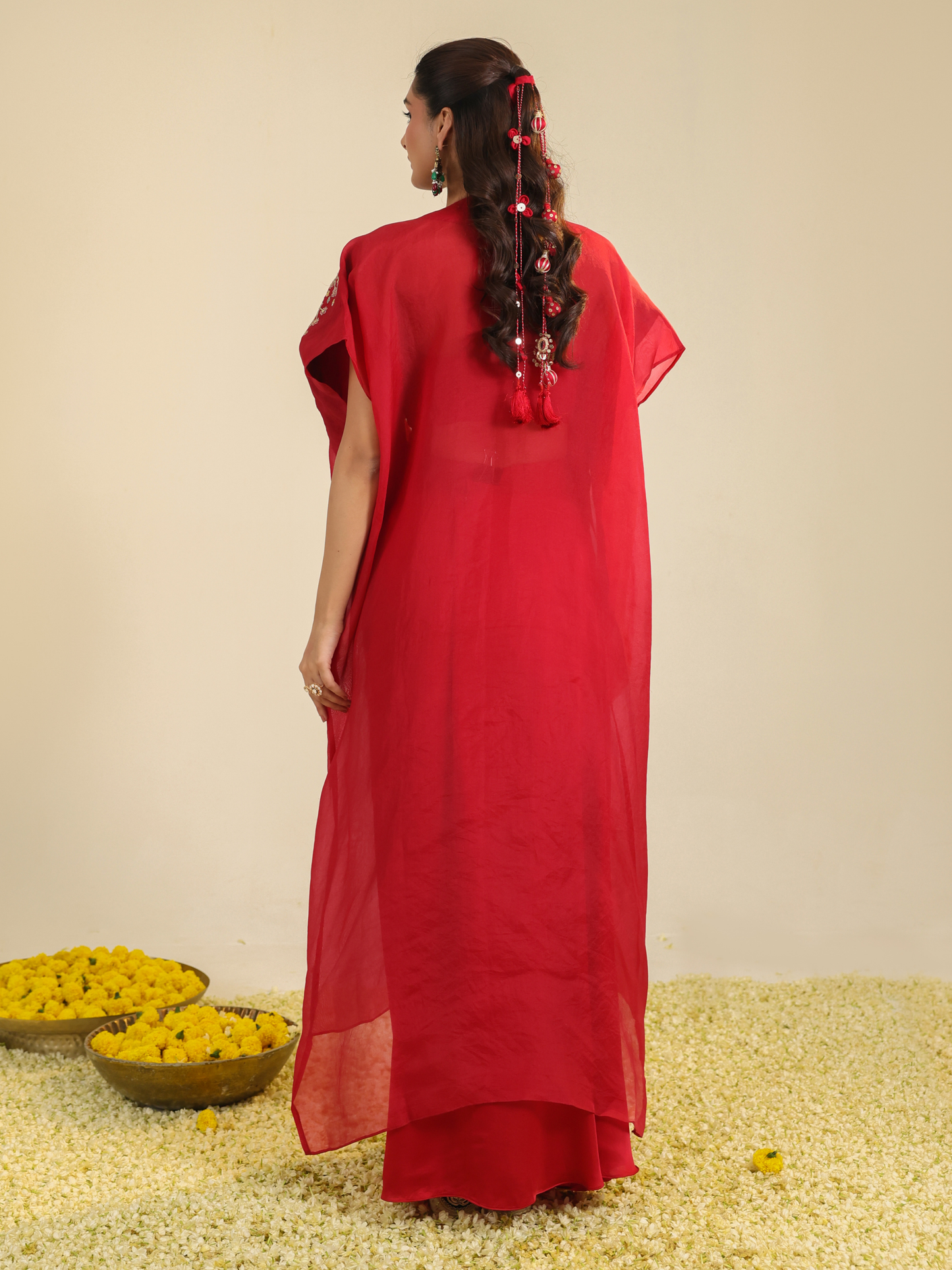 RED GULBABO DHOTI SET