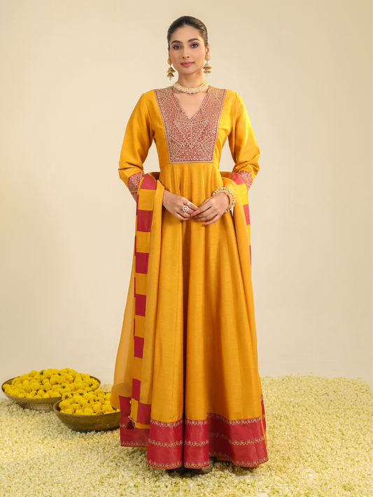 RUST SAMAIRA ANARKALI SET