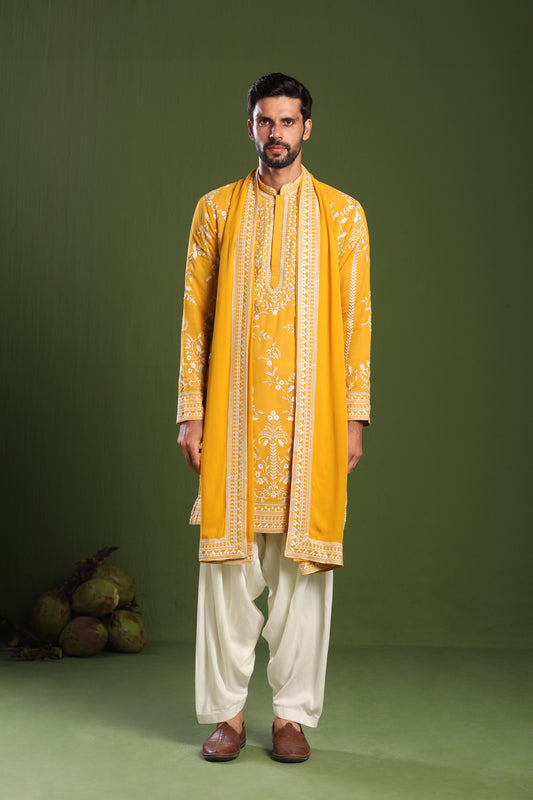ISHAAN HALDI KURTA PATIYALA SET WITH DUPATTA