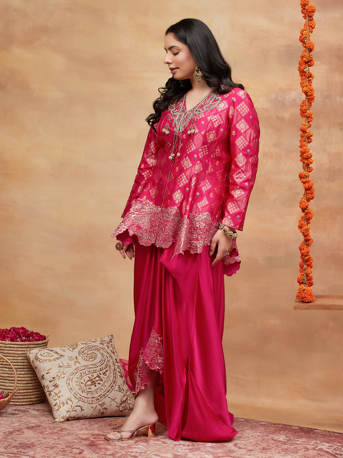 ASSI GULNAAR HAND EMBROIDERED BANARASI SKIRT SET