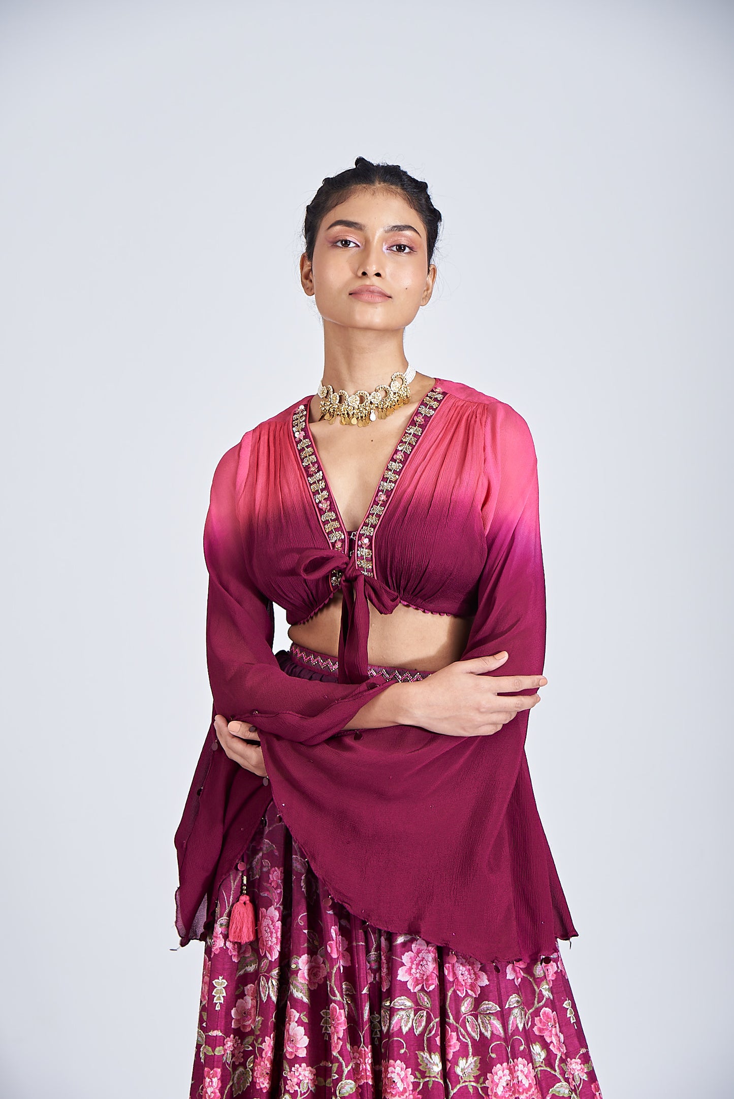 WINE LEHENGA SET