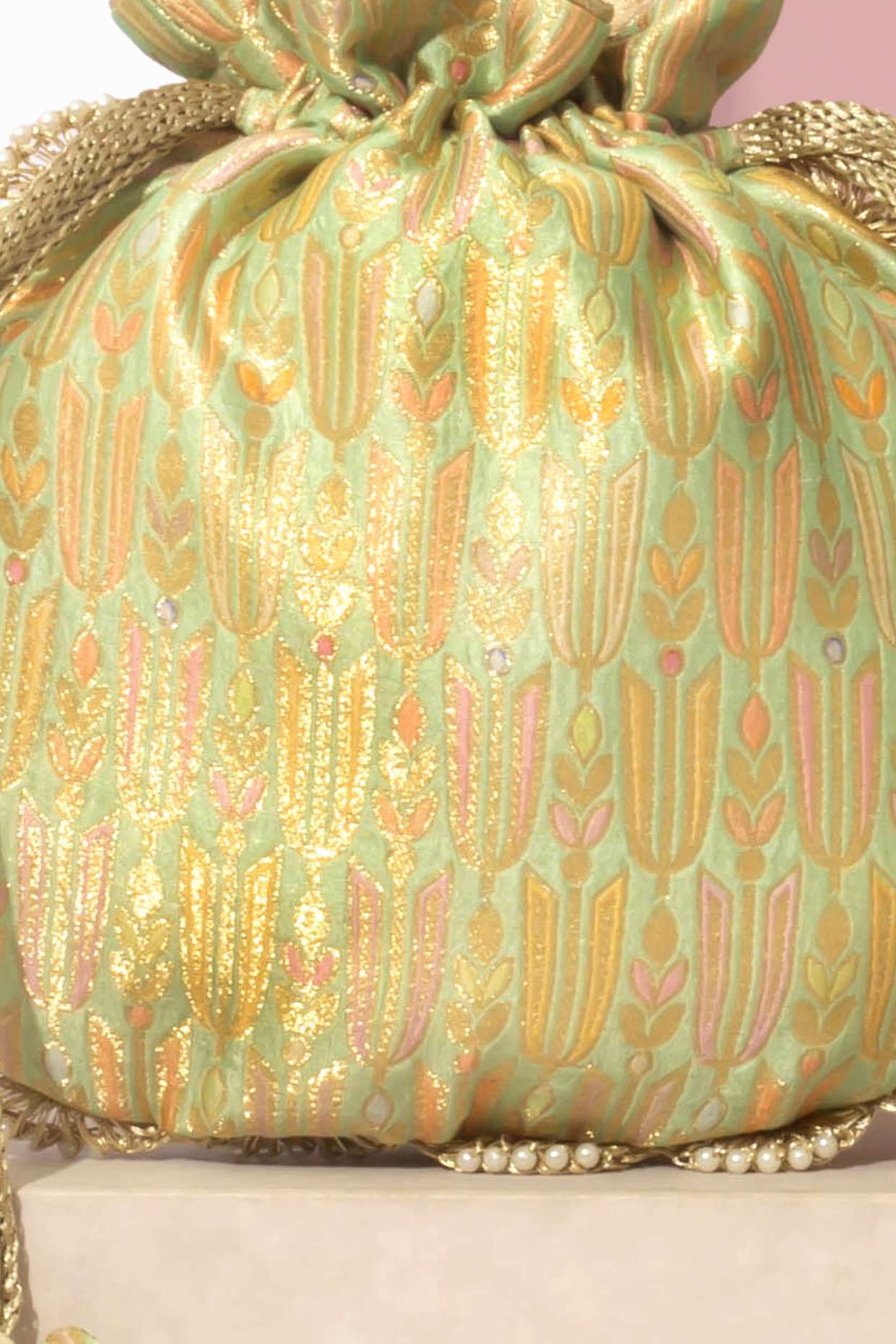 TITLI PURE BANARASI SILK POTLI - GREEN