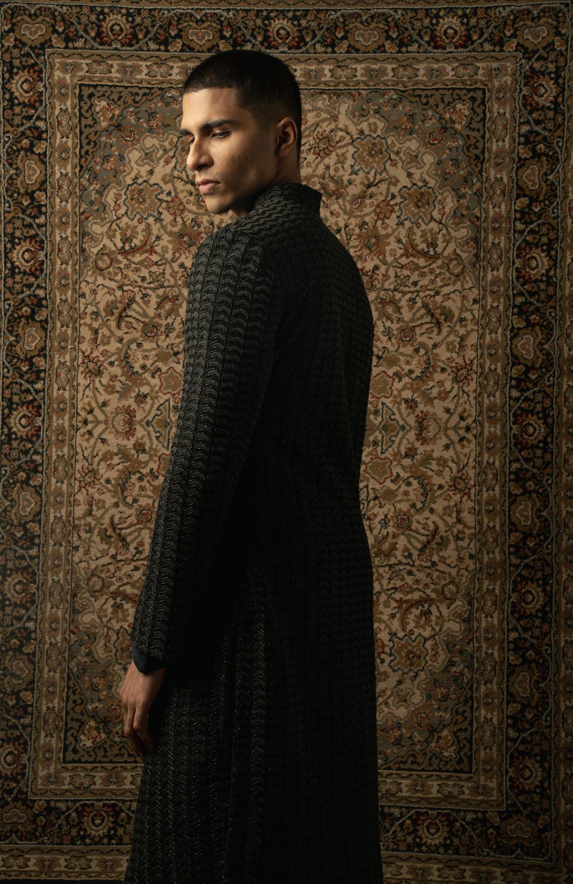 BLACK SHERWANI  SET