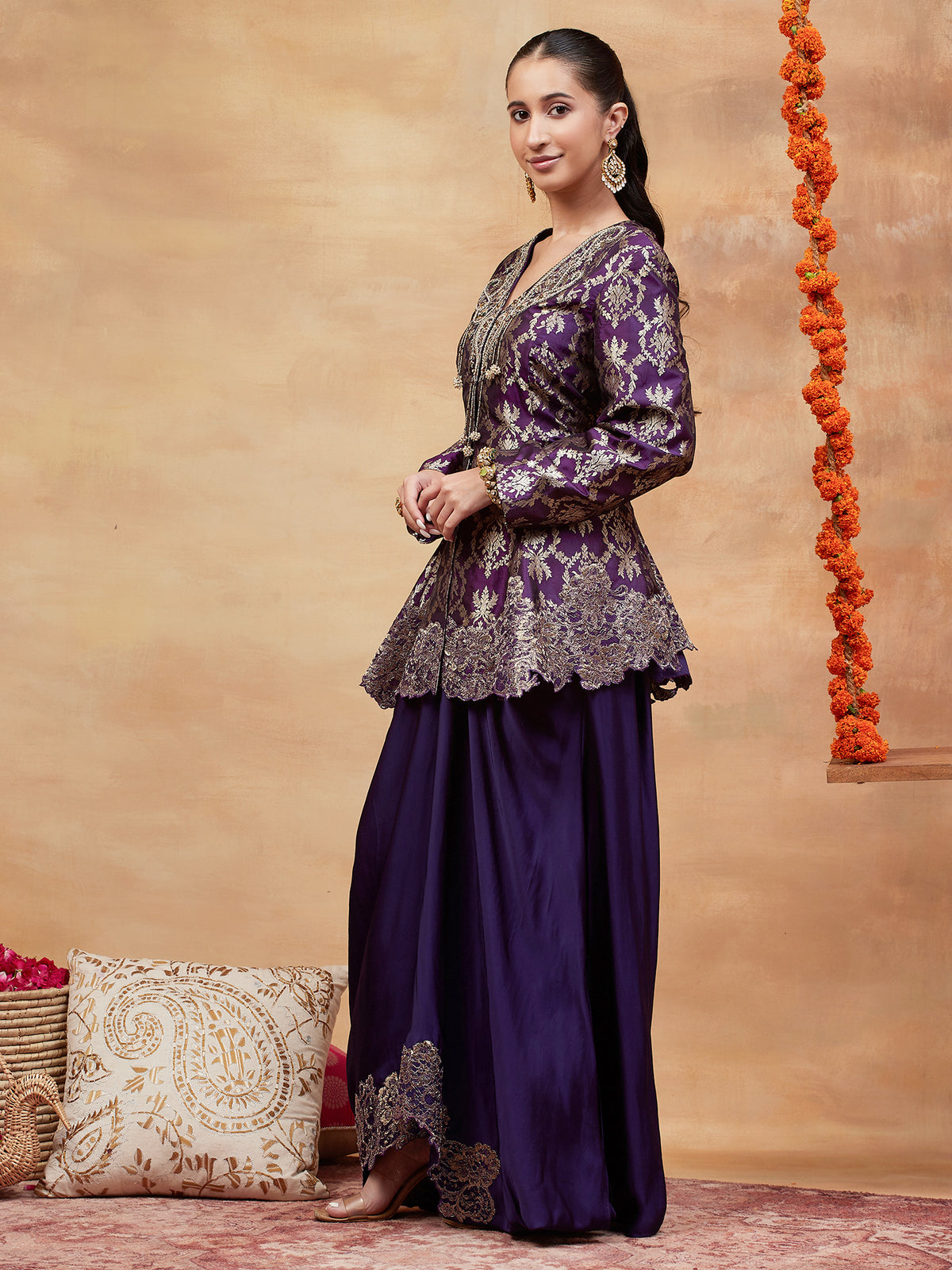 ASSI JAMUNI HAND EMBROIDERED BANARASI SKIRT SET