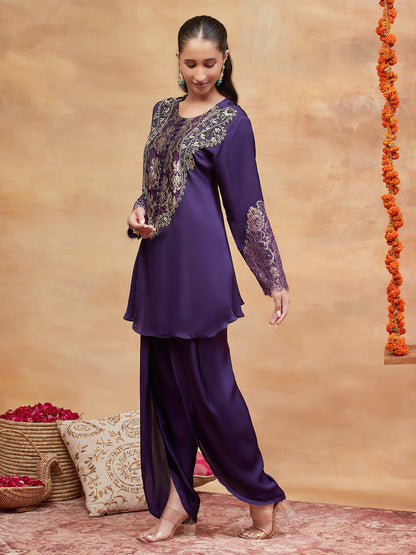 REWA JAMUNI HAND EMBROIDERED BANARASI DHOTI SET