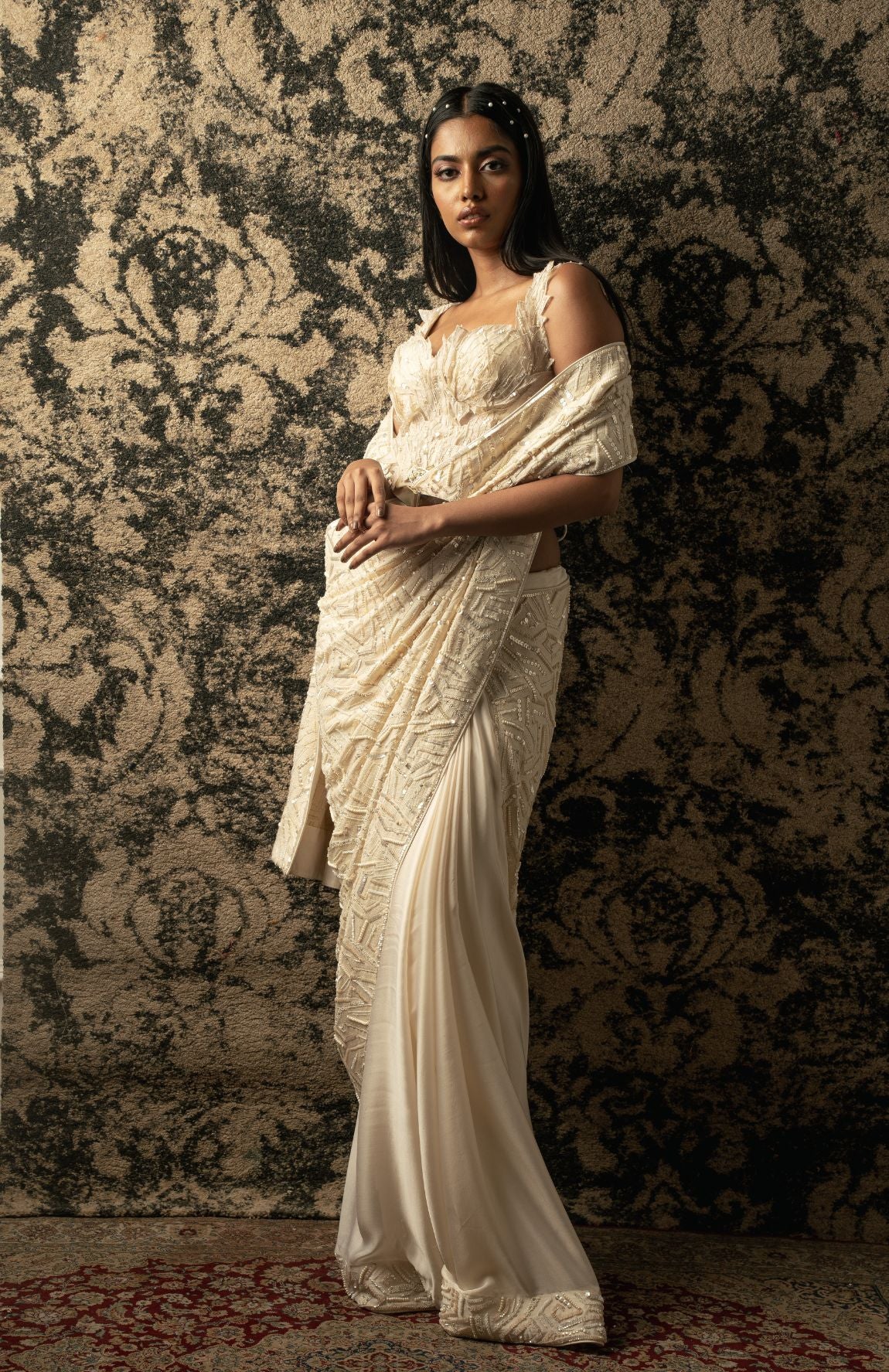 IVORY SAREE SET