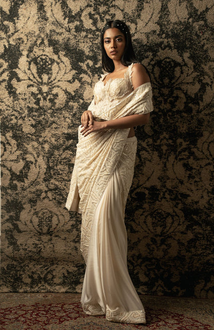 IVORY SAREE SET