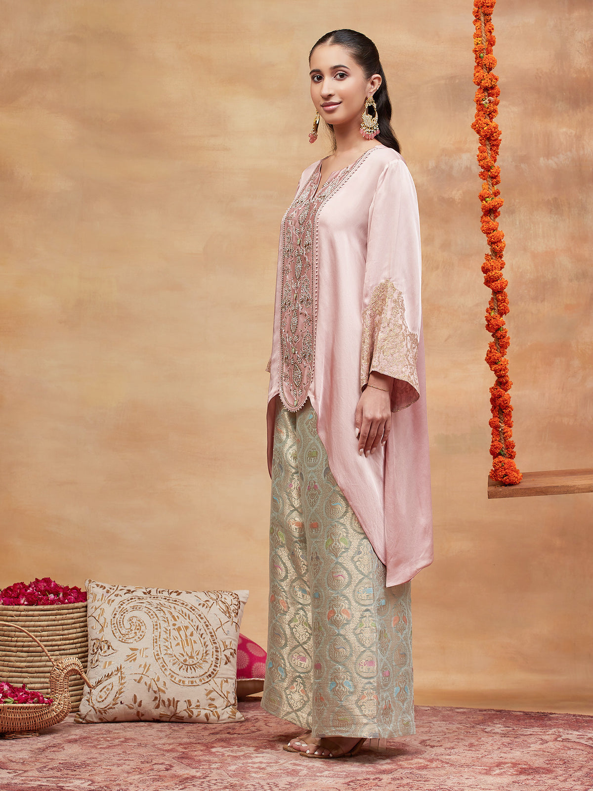 MUNSHI GULAB HAND EMBROIDERED BANARASI PANT SET