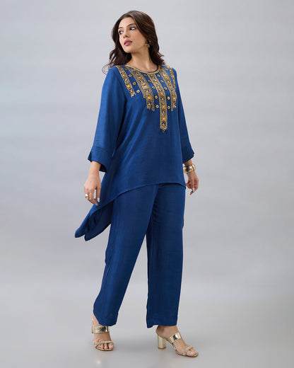 ROYAL BLUE EMBROIDERED CO-ORD SET