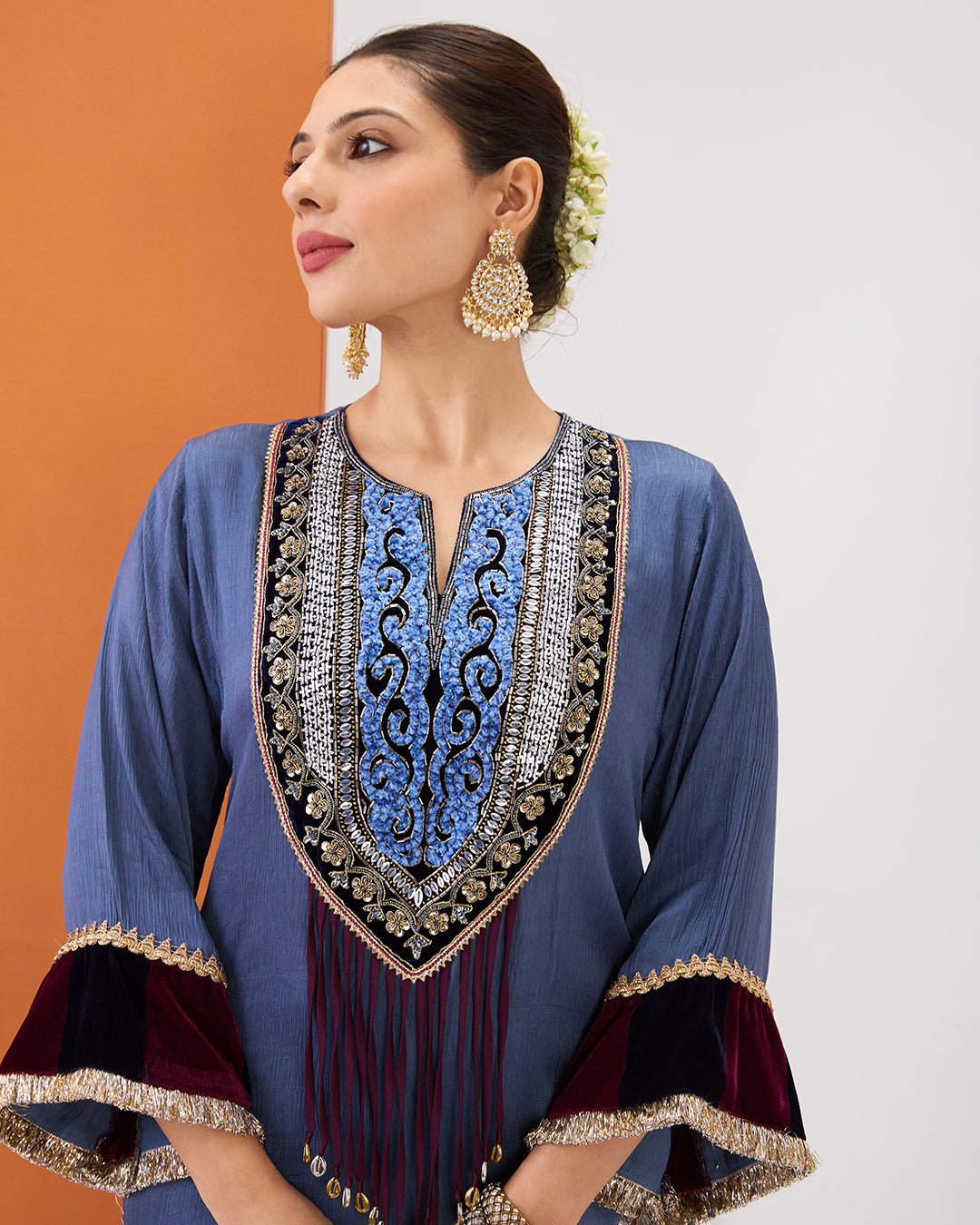 OXFORD BLUE KURTA & DHOTI PANT SET
