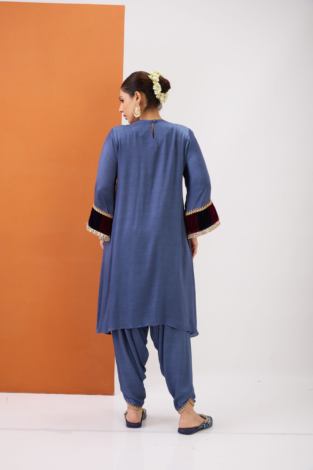 OXFORD BLUE KURTA & DHOTI PANT SET