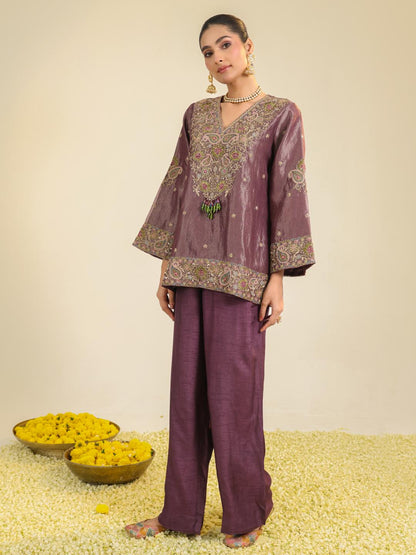 PURPLE STRIPE FARHA CO-ORD SET