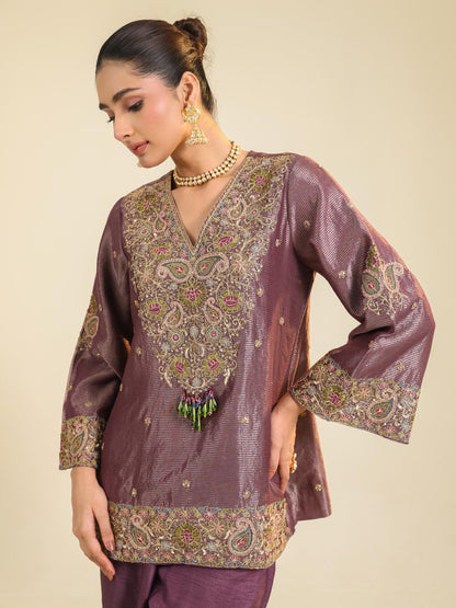 PURPLE STRIPE FARHA CO-ORD SET