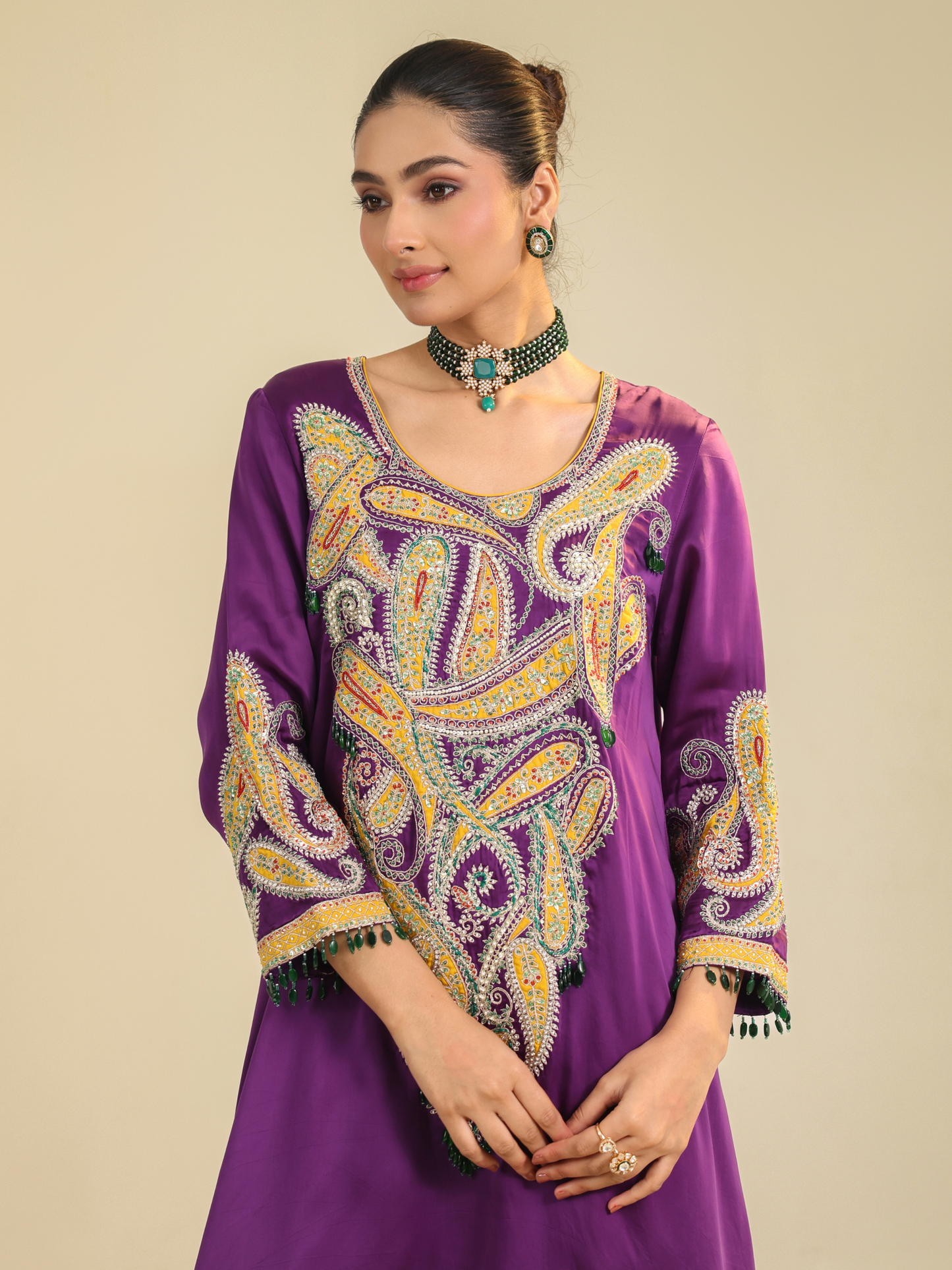 PURPLE PAISLEY ASAR KURTA SET