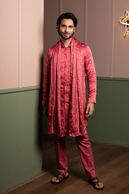 TRIANGLE BUTI KURTA STOLE SET
