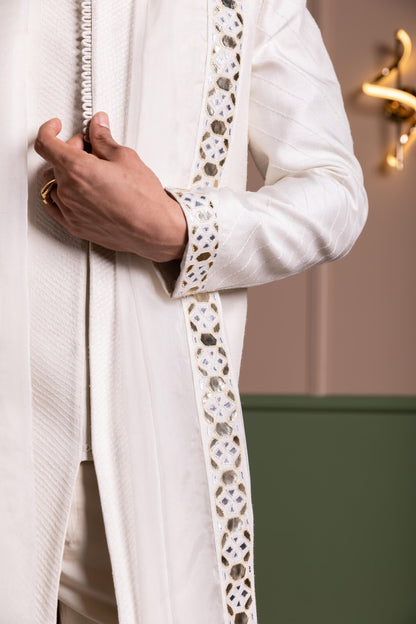 LEATHER WORK SHERWANI SET
