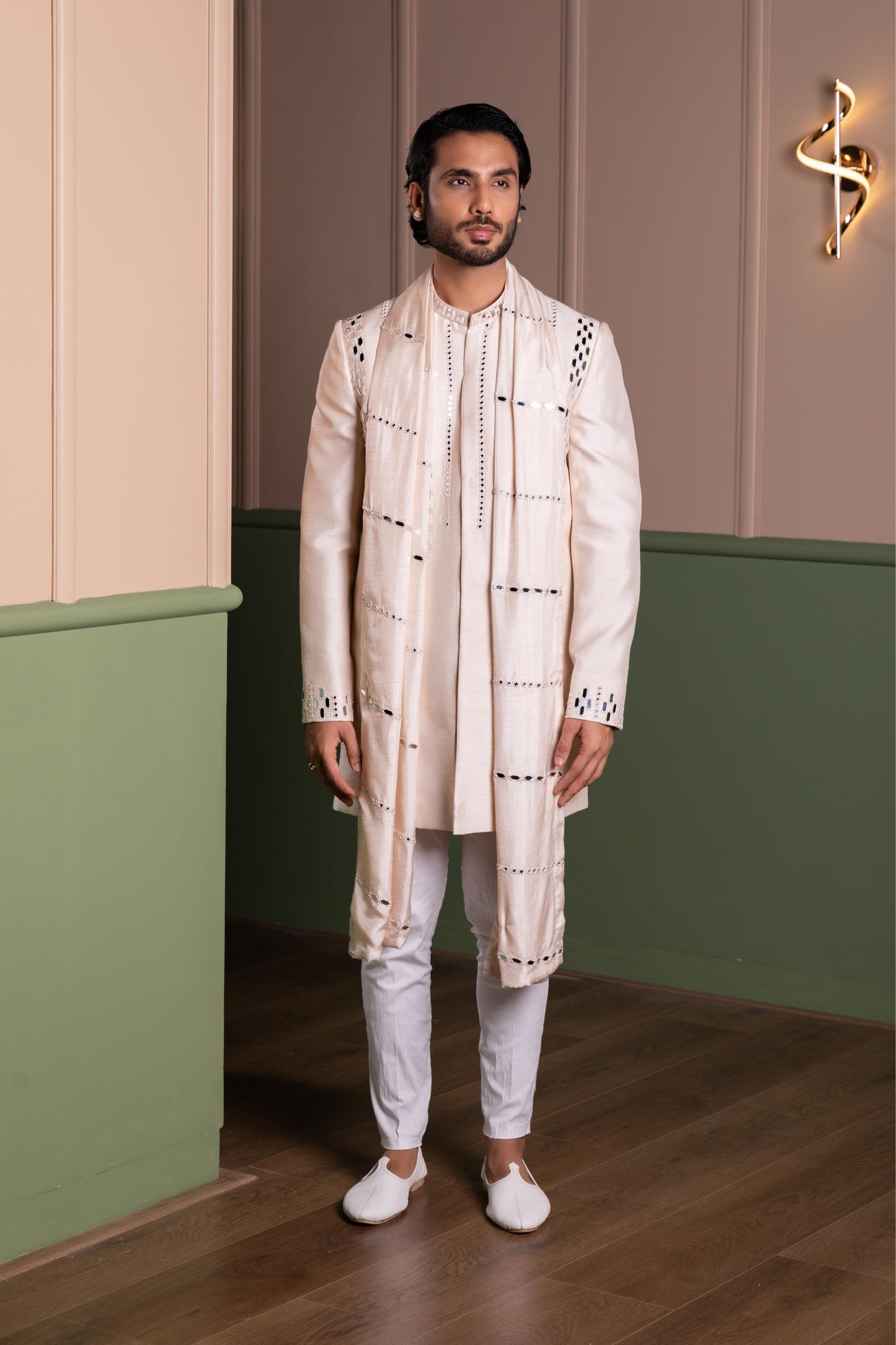 MIRROR WORK SHERWANI SET