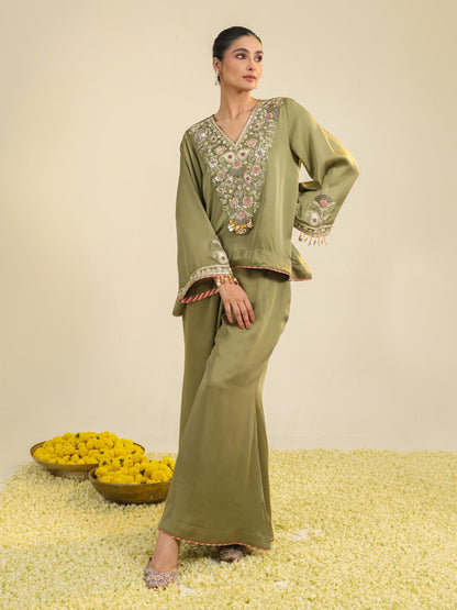 GREEN GULREZ CO-ORD SET
