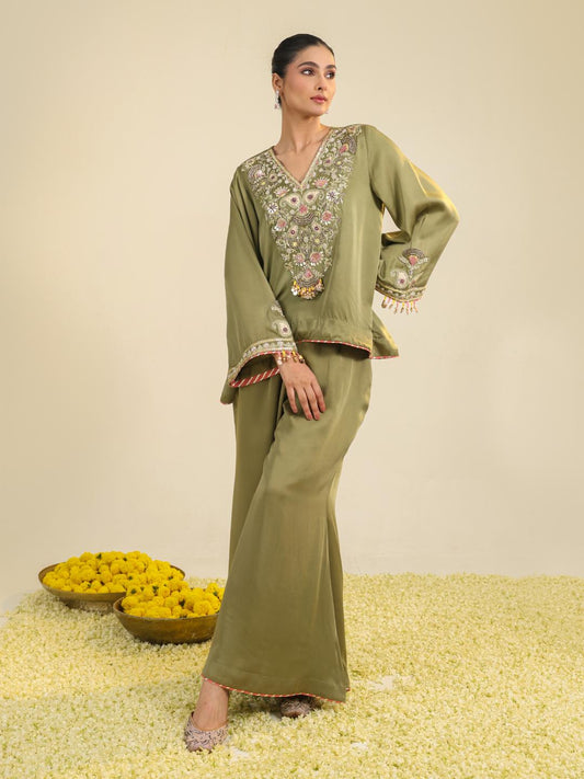 GREEN GULREZ CO-ORD SET