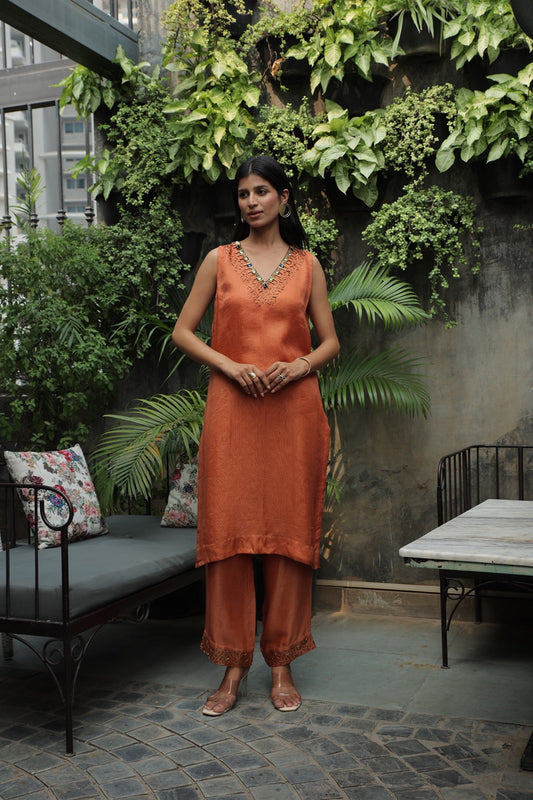 HOOR - ORGANZA STRAIGHT KURTA WITH PANT