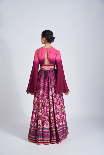 WINE LEHENGA SET