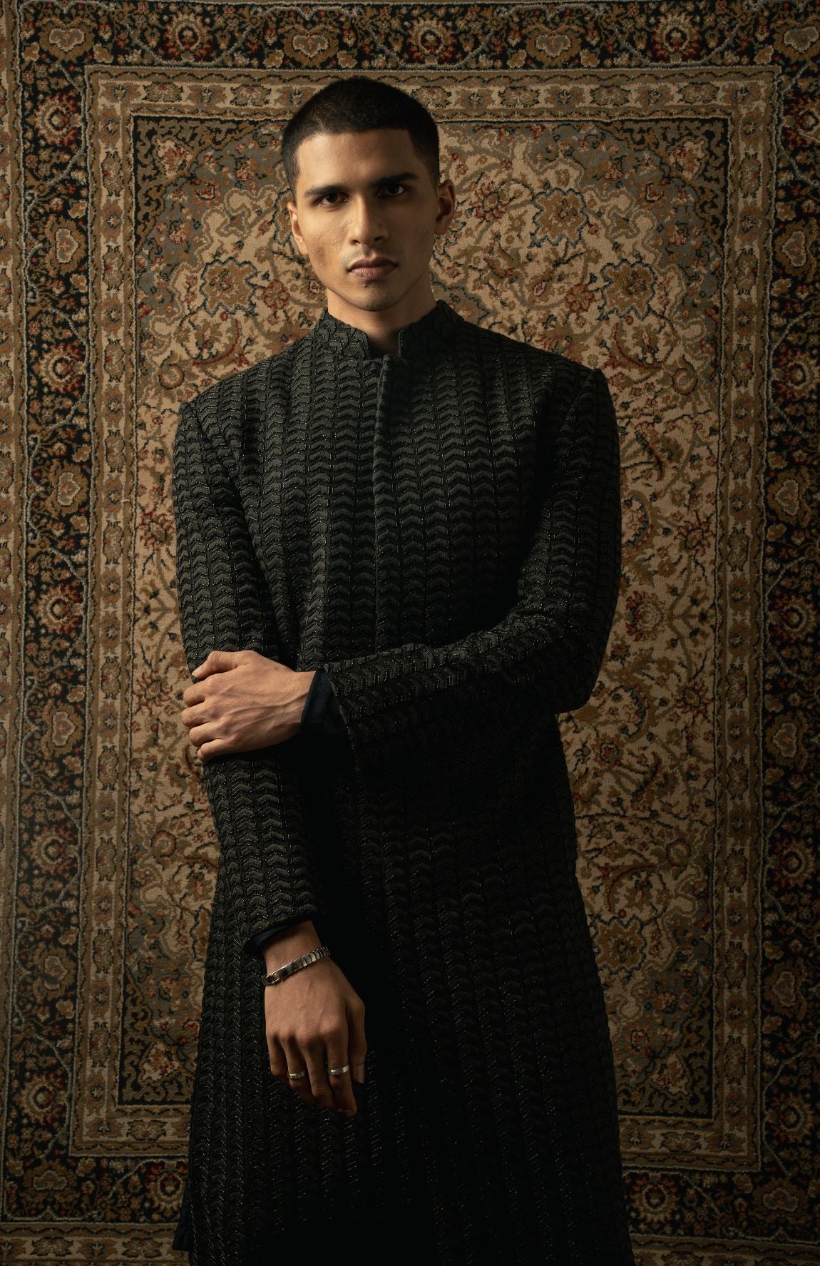 BLACK SHERWANI  SET