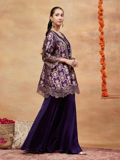 JANAKI JAMUNI HAND EMBROIDERED BANARASI SHARARA SET