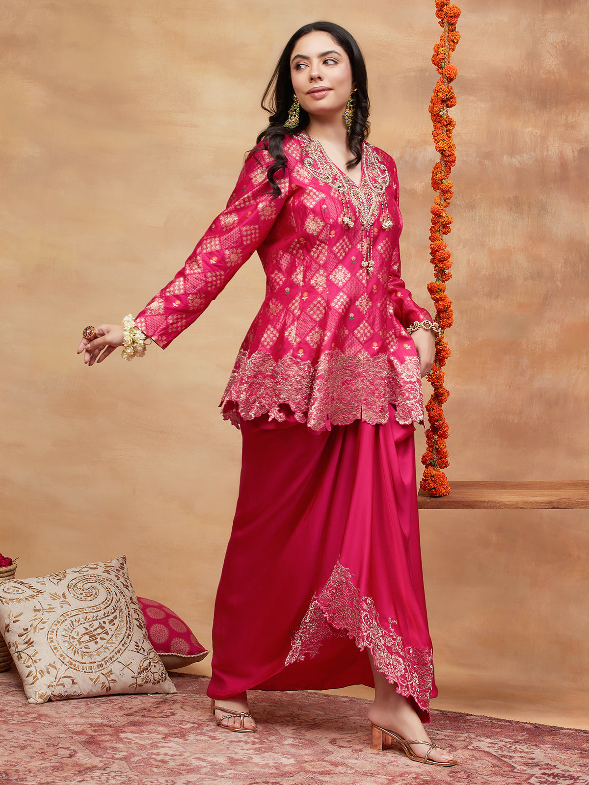 ASSI GULNAAR HAND EMBROIDERED BANARASI SKIRT SET