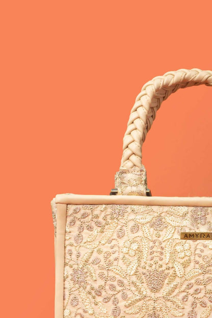 ZEN EMBROIDERED HANDBAG - BEIGE
