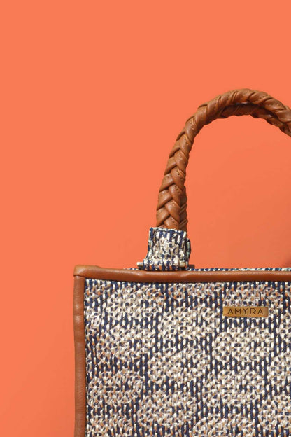 JASBIRA EMBROIDERED HANDBAG - INDIGO