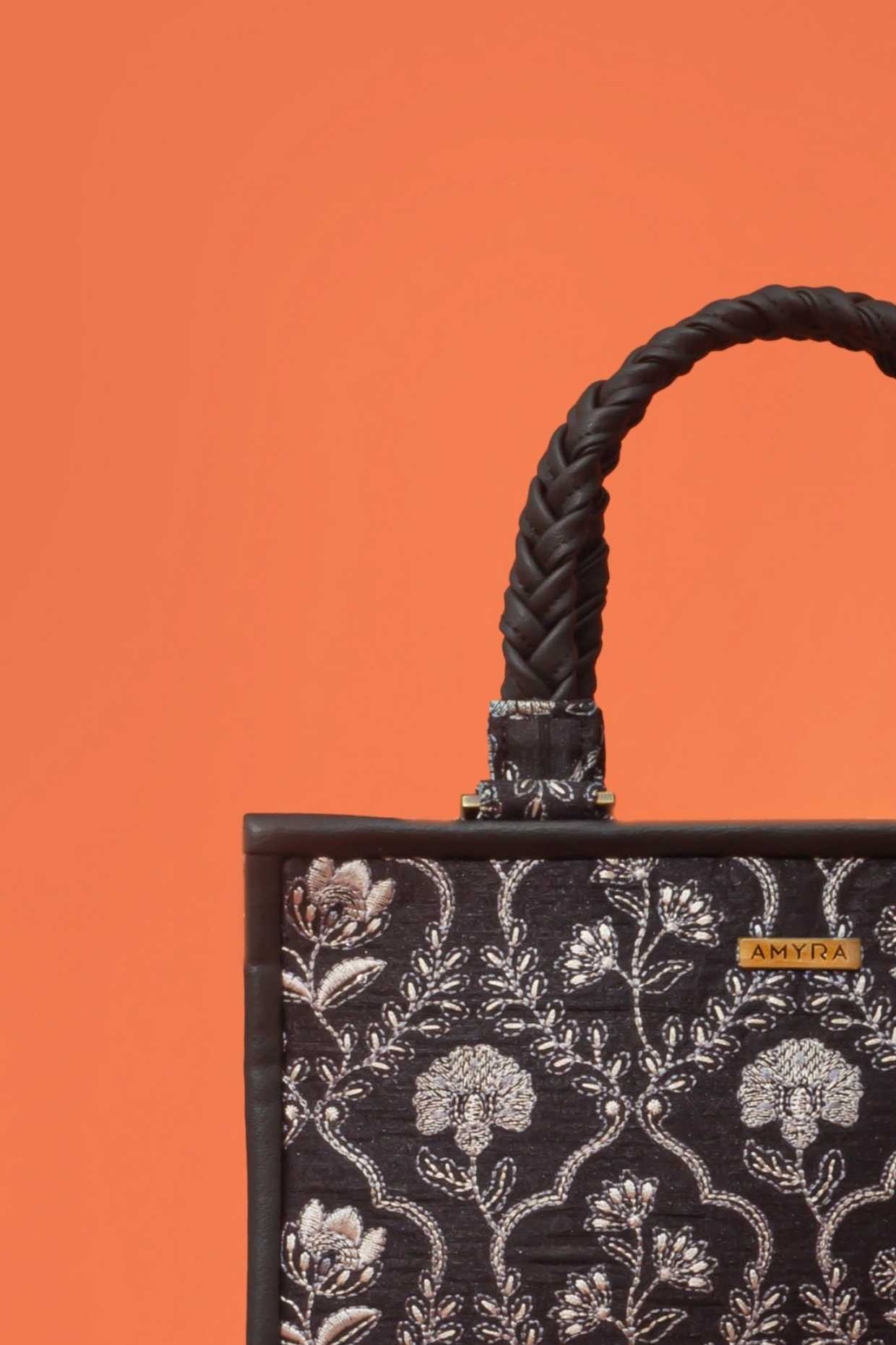 JHAROKHA EMBROIDERED HANDBAG - BLACK