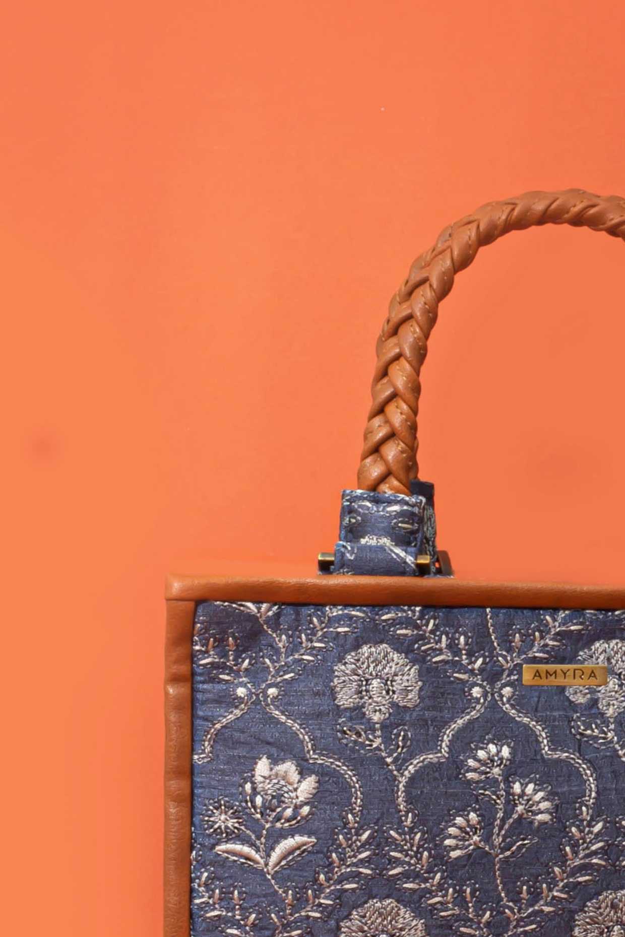 JHAROKHA EMBROIDERED HANDBAG - LIGHT BLUE
