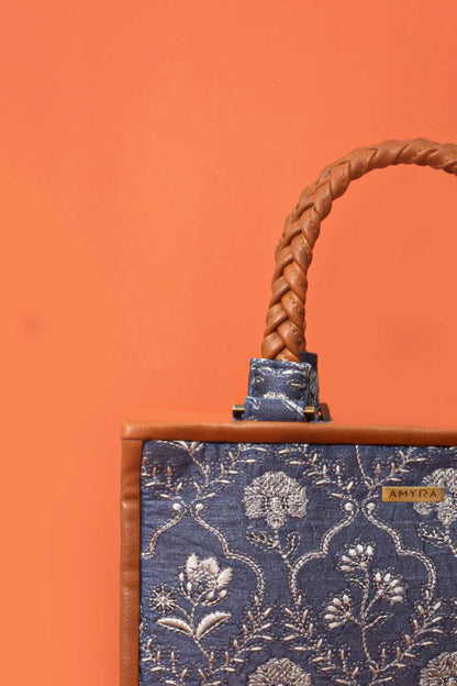 JHAROKHA EMBROIDERED HANDBAG - LIGHT BLUE