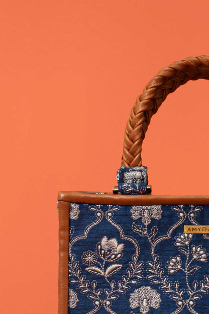 JHAROKHA EMBROIDERED HANDBAG - DARK BLUE