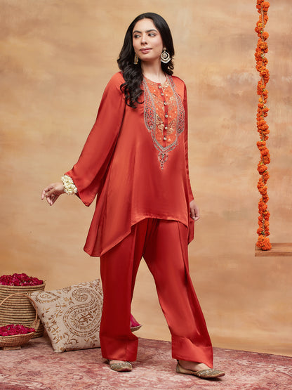 MEER SINDOOR HAND EMBROIDERED BANARASI FARSHI SET
