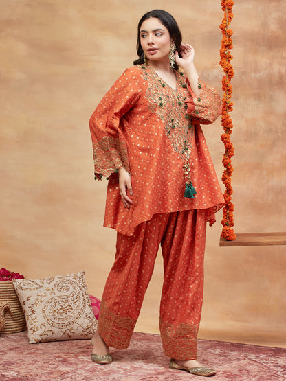 MANIKARNIKA SINDOOR HAND EMBROIDERED BANARSI FARSHI SET