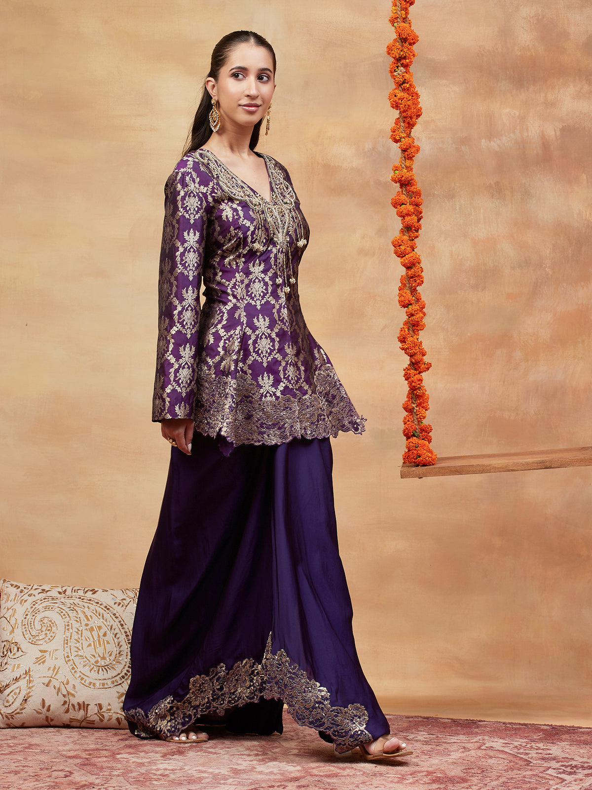 ASSI JAMUNI HAND EMBROIDERED BANARASI SKIRT SET