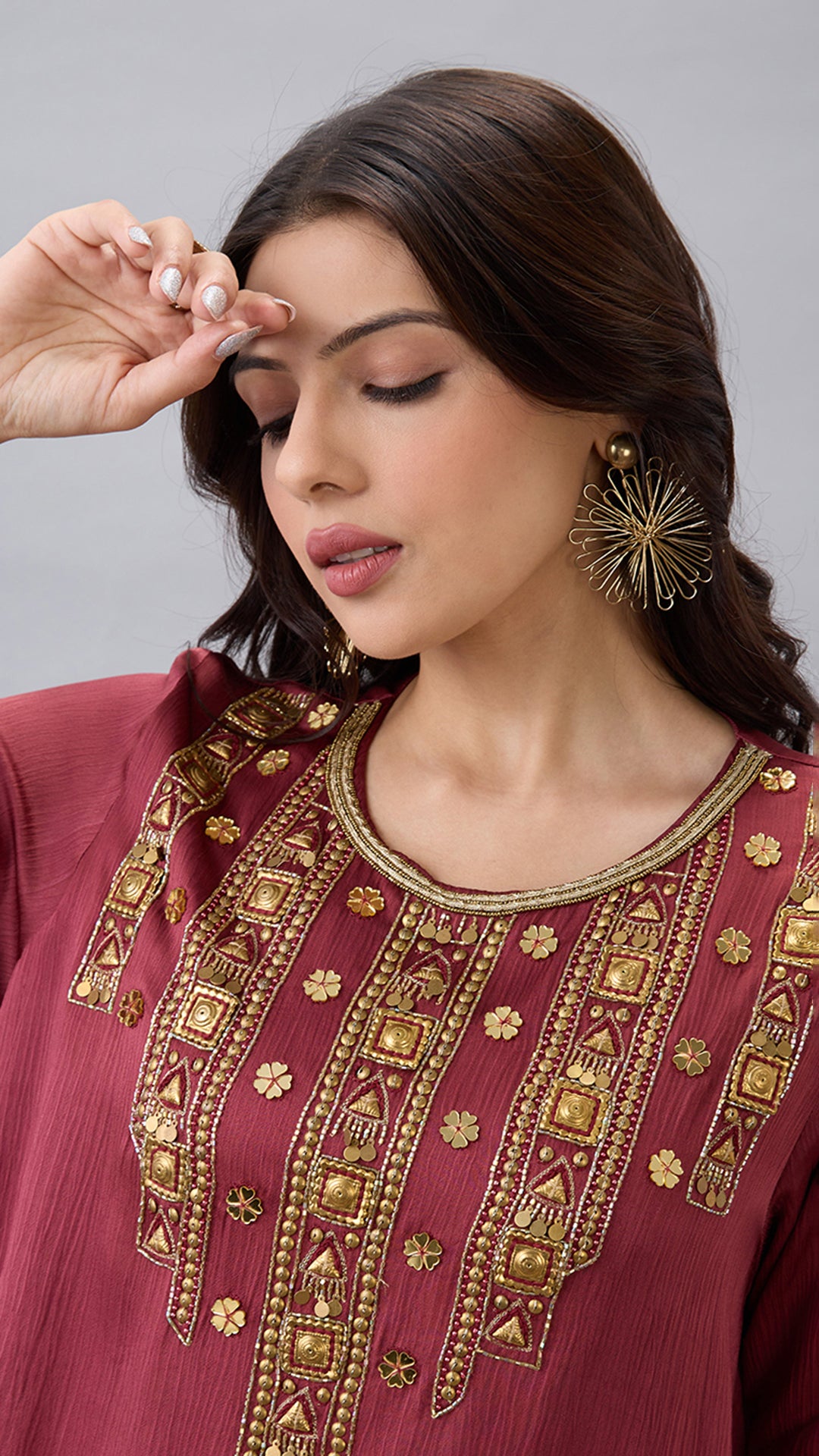 MAROON EMBROIDERED CO-ORD SET